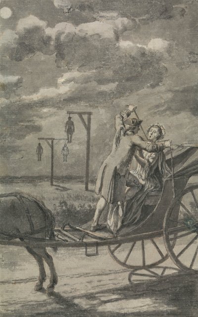 Assassinato no carro (Provavelmente um desenho para The Tyburn Chronicle) de Samuel Wale