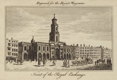 A frente do Royal Exchange na cidade de Londres de Samuel Wale
