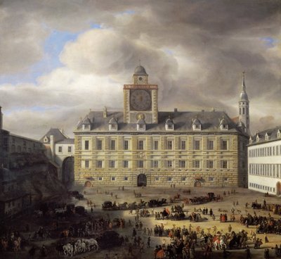 Praça principal dentro do Castelo Imperial em Viena - Samuel Dirksz van Hoogstraten (1627-1678). Óleo sobre madeira de Samuel van Hoogstraten