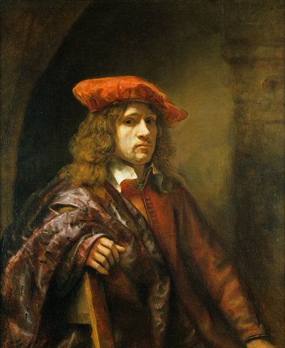 Retrato, de, um, homem jovem, em, um, boné vermelho de Samuel van Hoogstraten