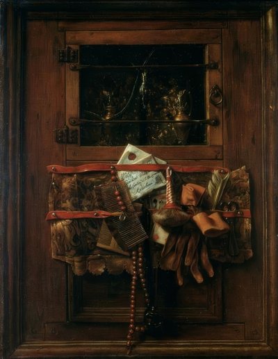 Ainda vida com letra de Samuel van Hoogstraten