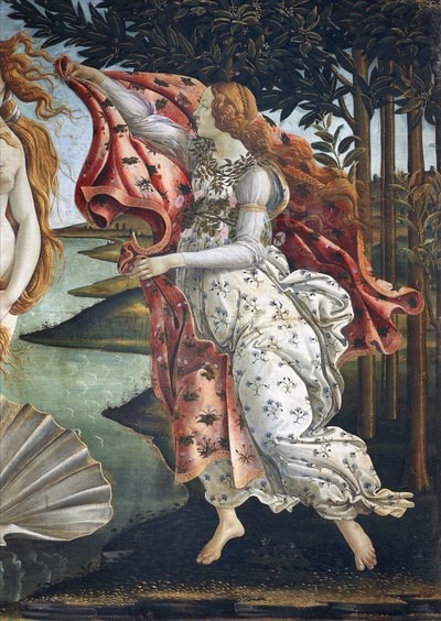 O nascimento de Vénus (detalhe) - Tempera sobre tela de Sandro Botticelli