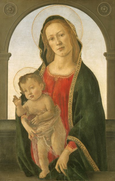 Virgem e Menino com romã (óleo sobre tábua) de Sandro (1444/5 1510) Botticelli