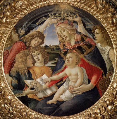 Madonna of the Magnificat ou Virgem com Criança e cinco anjos (tempera sobre madeira de Sandro Botticelli