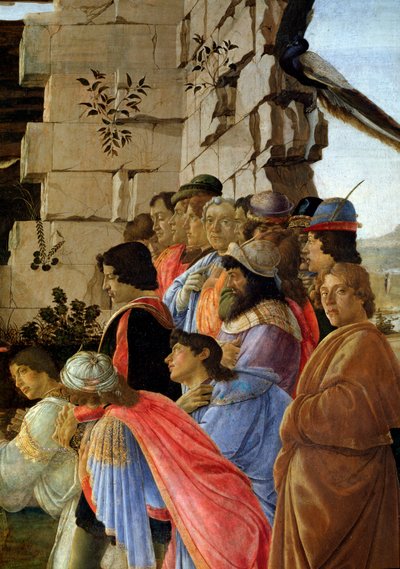 A Adoração dos Magos, detalhe do Auto-retrato à direita (tempera na madeira de Sandro Botticelli