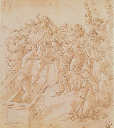 A Ascensão de Lázaro (caneta e tinta com guache) de Sandro Botticelli