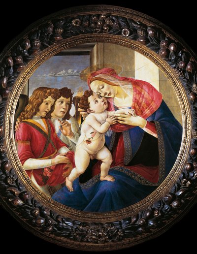 Virgem e Criança e Dois Anjos (tempera sobre madeira, c.1490) de Sandro Botticelli