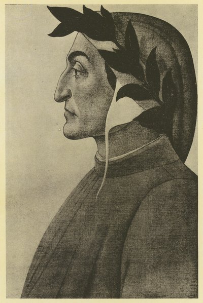 Botticelli: Dante Alighieri (foto p/b) de Sandro (after) Botticelli