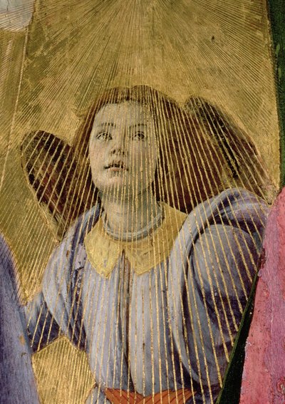 Anjo, da coroação da Virgem, c.1488-90 têmpera sobre o detalhe do painel de 44.363 de Sandro Botticelli