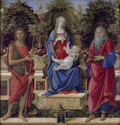Alemão: Trono de Maria com o Menino e os dois Santos João Madona e Menino com os dois Santos João


  Título(s) alternativo(s): Alemão: Trono de Maria com o Menino e os dois Santos João Retábulo de Bardi de Sandro Botticelli