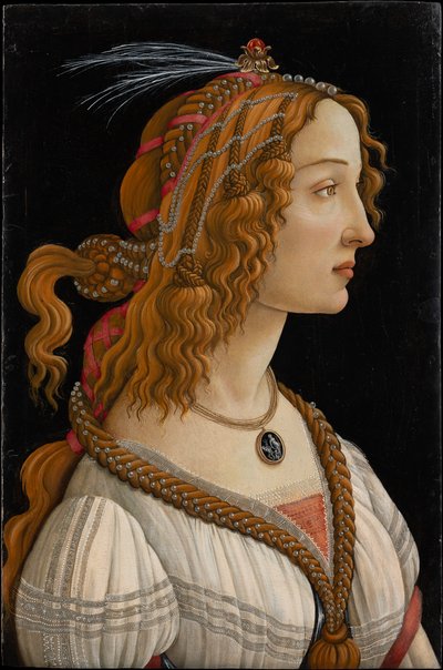 Retrato idealizado de uma senhora (Retrato de Simonetta Vespucci como ninfa) de Sandro Botticelli
