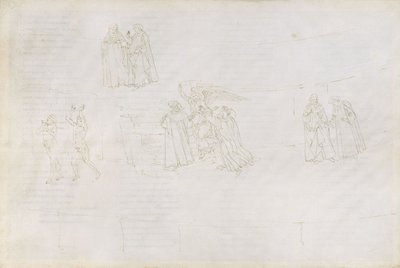 Ilustração da Divina Comédia de Dante Alighieri Purgatorio 17, 1480-1490 de Sandro Botticelli
