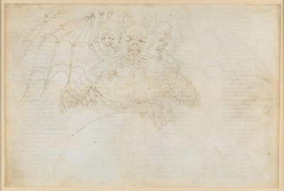 A Divina Comédia, Inferno XXXIV (1): O centro do Inferno: Lúcifer no gelo da Giudecca, esmagando Judas, Bruto e Cássio de Sandro Botticelli