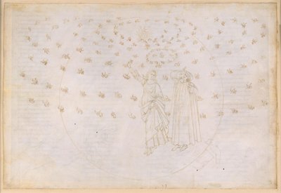 A Divina Comédia, Paraíso XXIII. Oitava Esfera (Céu das Estrelas Fixas): Visão do Triunfo de Cristo; Dante vê Beatriz na sua verdadeira forma; A dança de Maria e os doze apóstolos de Sandro Botticelli
