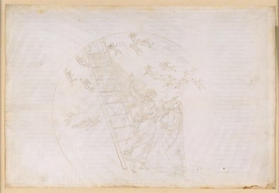 A Divina Comédia, Paraíso XXI. Passagem para a sétima esfera planetária (Céu de Saturno): Dante vê a Escada de Jacob e a luz dos bem-aventurados que outrora se distinguiram na Contemplatio; discurso de Pedro Damião de Sandro Botticelli