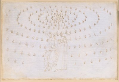 A Divina Comédia, Paraíso XXV. Oitava Esfera (Céu das Estrelas Fixas): Tiago põe Dante à prova na segunda virtude teológica, a esperança; aparição de João, o Evangelista, e o seu discurso sobre a natureza dos seres no Paraíso; ofuscamento de Dante de Sandro Botticelli