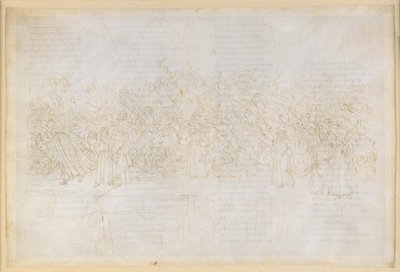A Divina Comédia, Purgatório XXVI. Sétimo Anel do Purgatório: a penitência dos luxuriosos; conversa de Dante com Guido Guinizelli de Sandro Botticelli