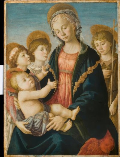 Maria com criança, Johannesknaben e dois anjos de Sandro Botticelli
