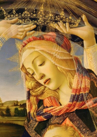 Maria com criança e cinco anjos de Sandro Botticelli