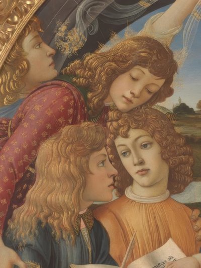 Maria com criança e cinco anjos de Sandro Botticelli