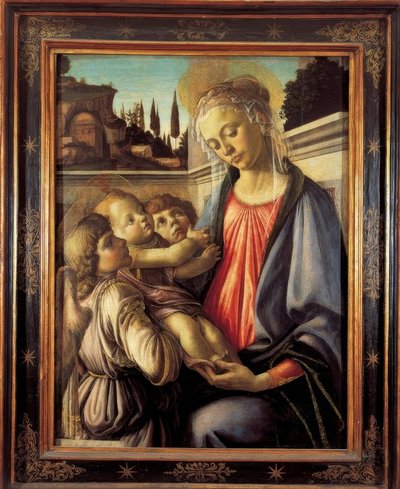 Maria com criança e dois anjos de Sandro Botticelli