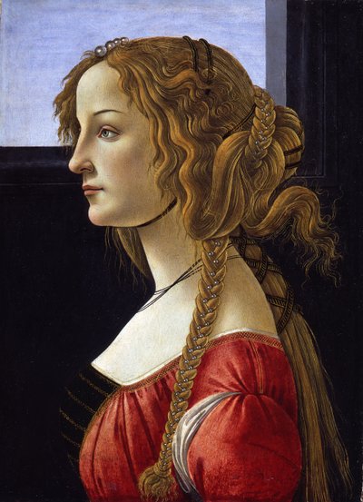 Retrato do perfil de uma jovem Simonetta Vespucci, ca 1476 de Sandro Botticelli