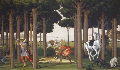 A história de Nastagio degli Honesti, painel II de Sandro Botticelli
