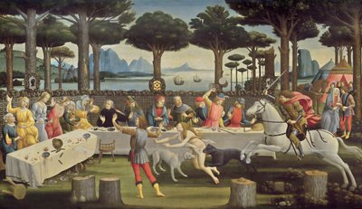 A história de Nastagio degli Onesti, painel 3 de Sandro Botticelli