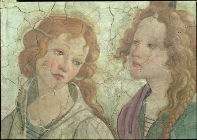Venus e as três graças que oferecem presentes a uma rapariga, detalhe de um as graças, c.1483 detalhe fresco de 33760 veja igualmente 93891-3 de Sandro Botticelli
