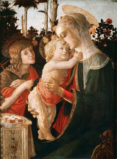 Madonna e criança com o jovem São João Batista de Sandro Botticelli and workshop
