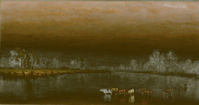 Vacas numa lagoa ao pôr-do-sol de Sanford Robinson Gifford