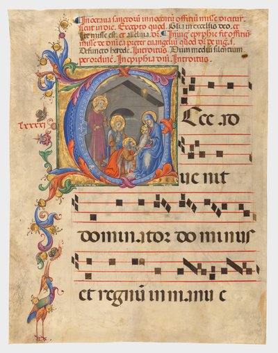 Initiale E: Die Anbetung der Könige, Blatt aus einem Graduale de Sano di Pietro