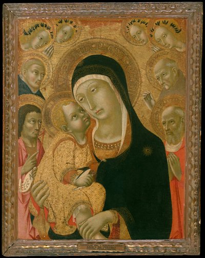 Madonna e criança com os santos João Batista, Jerônimo, Pedro Mártir ..., ca. 1425-antes de ca. 1467 de Sano di Pietro