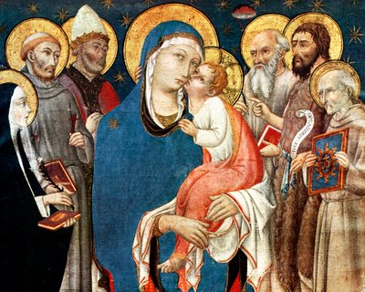 A Madonna e a Criança com os Santos, meados do século XV, 1931. de Sano di Pietro