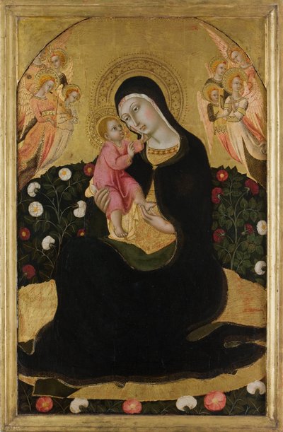 A Virgem e o Menino com os Anjos Madona da Humildade, meados do século XV. de Sano di Pietro