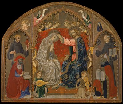 Coroação da Virgem com Santos (pintura sobre madeira) de Sano di also Ansano di Pietro di Mencio Pietro