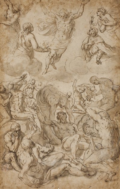 Saint Roch e a Virgem intercederam por Cristo em nome das vítimas da peste de Sante Peranda