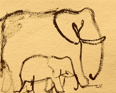 Mãe elefante e cria de Santhosh ch