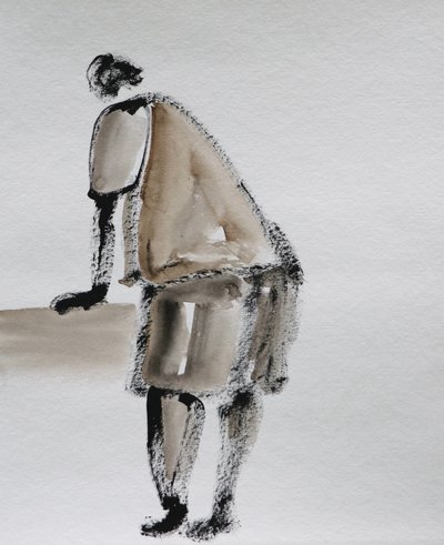 Figura com postura inclinada, de estilo minimalista de Santhosh ch