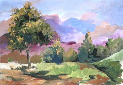 Árvore num céu de nuvens em tons pastel de Santhosh ch