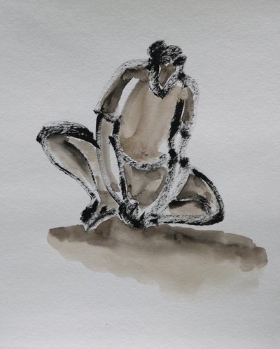 Figura agachada e pensativa de Santhosh ch