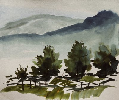 Paisagem serena das montanhas verdes de Santhosh ch