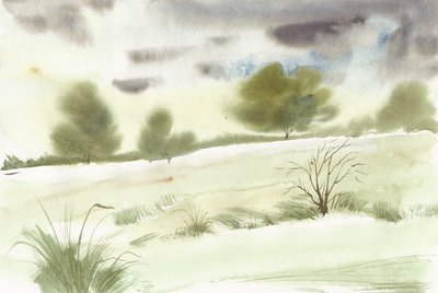 Paisagem serena em aguarela de Santhosh ch