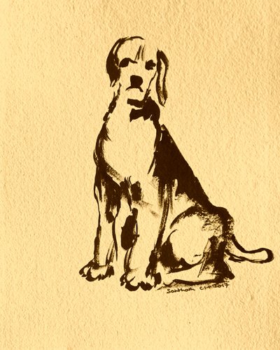 Cão sentado a tinta de Santhosh ch