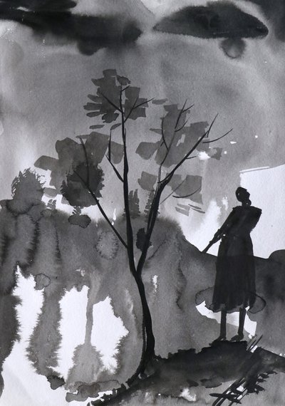 Figura solitária, céu escuro de Santhosh ch
