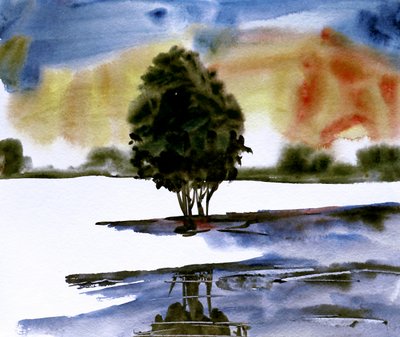Reflexo de uma árvore ao pôr-do-sol de Santhosh ch