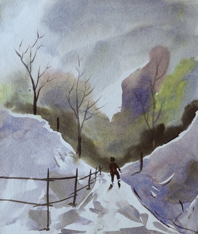 Esquiador na Pista de Inverno de Santhosh ch