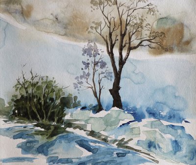 Serenidade do rio no inverno de Santhosh ch