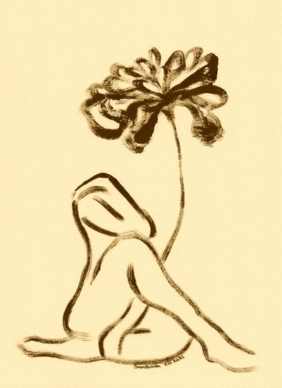 Mulher e flor de lótus de Santhosh ch