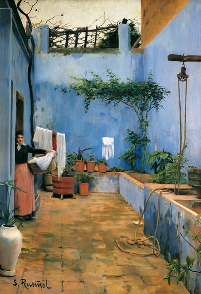 “" The Blue Court "" (El patio azul) Pintura de Santiago Rusinol y (i) Prats (1861-1931) 1892 Monistrol de Montserrat. Museu de Montserrat. de Santiago Rusinol i Prats